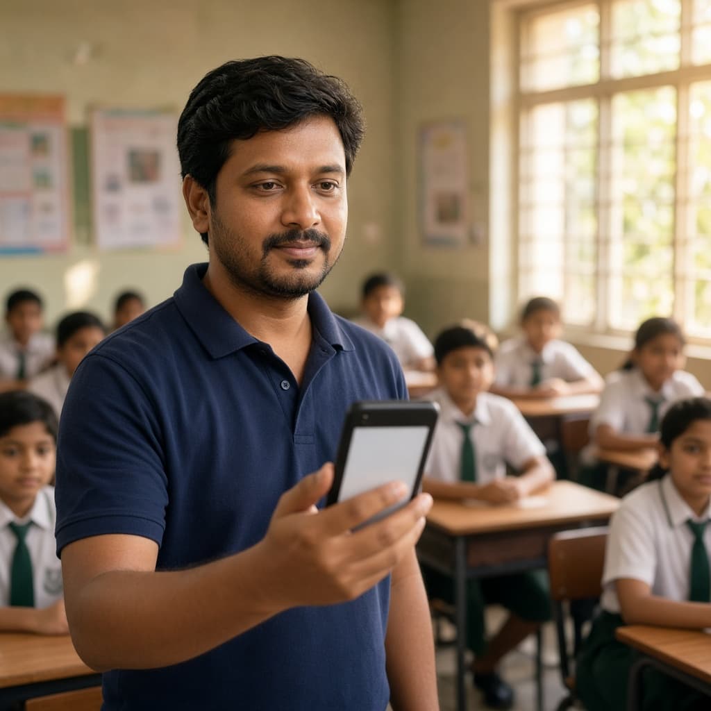 Teacher completing digital classroom attendance